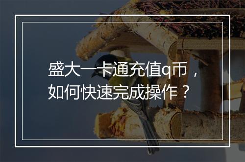 盛大一卡通充值q币,如何快速完成操作?