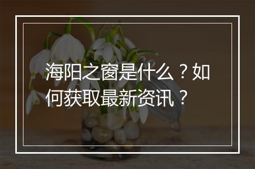 海阳之窗是什么？如何获取最新资讯？