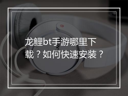 龙鲤bt手游哪里下载?如何快速安装?
