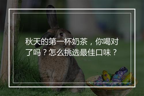 秋天的第一杯奶茶，你喝对了吗？怎么挑选最佳口味？