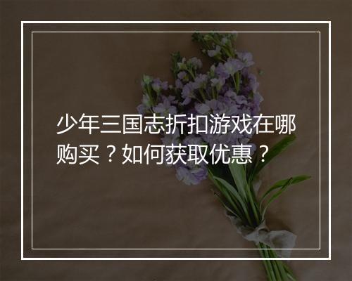 少年三国志折扣游戏在哪购买?如何获取优惠?
