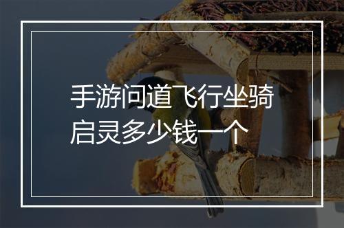 手游问道飞行坐骑启灵多少钱一个