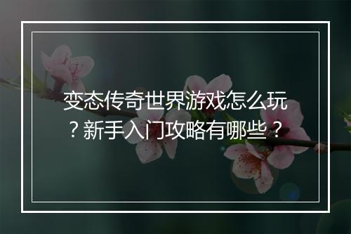 变态传奇世界游戏怎么玩?新手入门攻略有哪些?
