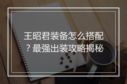 王昭君装备怎么搭配?最强出装攻略揭秘
