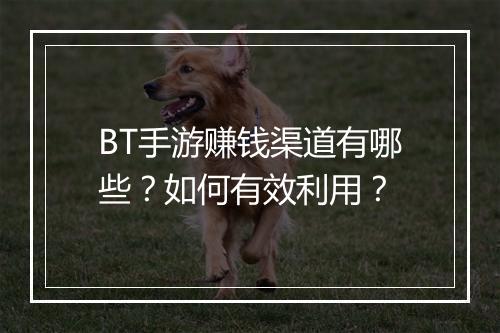 BT手游赚钱渠道有哪些？如何有效利用？