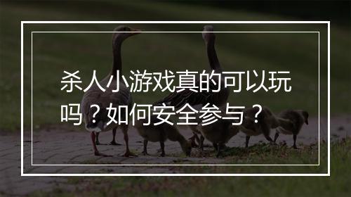 杀人小游戏真的可以玩吗？如何安全参与？
