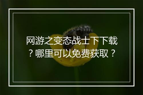 网游之变态战士下下载？哪里可以免费获取？
