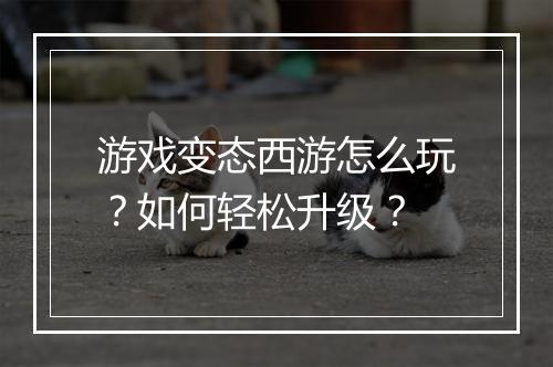 游戏变态西游怎么玩?如何轻松升级?