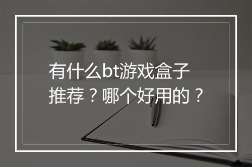 有什么bt游戏盒子推荐?哪个好用的?