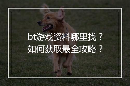 bt游戏资料哪里找?如何获取最全攻略?