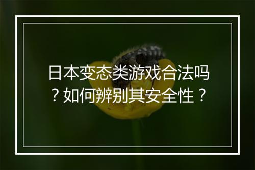 日本变态类游戏合法吗?如何辨别其安全性?