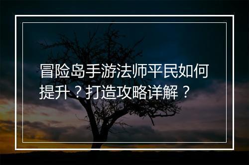 冒险岛手游法师平民如何提升？打造攻略详解？