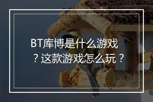 BT库博是什么游戏?这款游戏怎么玩?