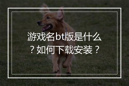 游戏名bt版是什么?如何下载安装?