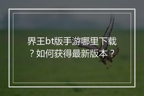 界王bt版手游哪里下载?如何获得最新版本?