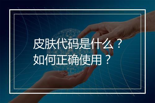 皮肤代码是什么?如何正确使用?