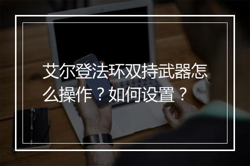 艾尔登法环双持武器怎么操作?如何设置?