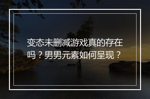 变态未删减游戏真的存在吗?男男元素如何呈现?