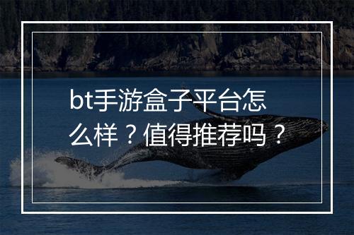 bt手游盒子平台怎么样?值得推荐吗?
