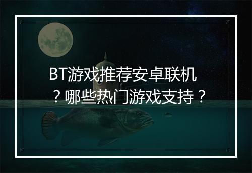 BT游戏推荐安卓联机?哪些热门游戏支持?