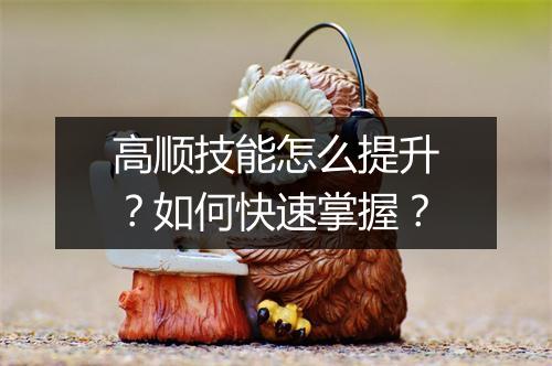 高顺技能怎么提升?如何快速掌握?