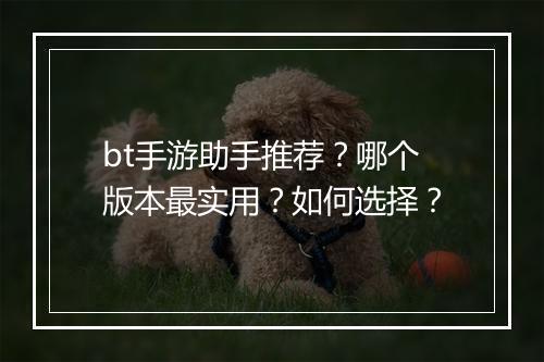 bt手游助手推荐？哪个版本最实用？如何选择？