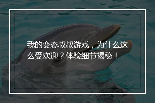 我的变态叔叔游戏,为什么这么受欢迎?体验细节揭秘!