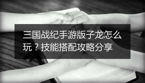 三国战纪手游版子龙怎么玩？技能搭配攻略分享