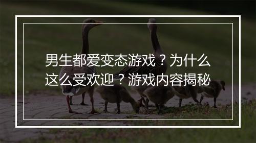 男生都爱变态游戏?为什么这么受欢迎?游戏内容揭秘