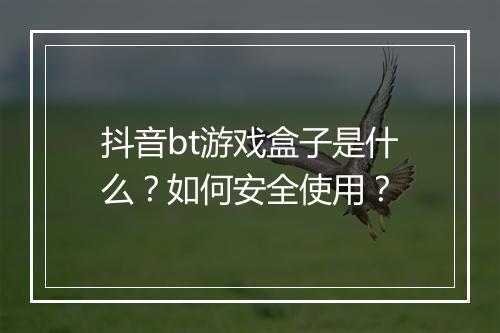 抖音bt游戏盒子是什么?如何安全使用?