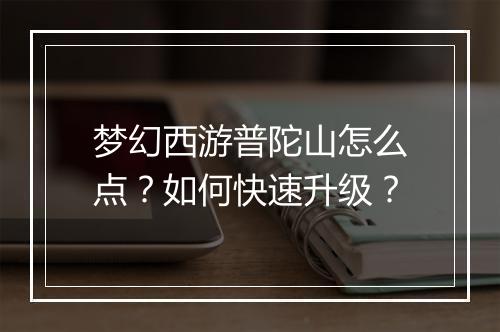 梦幻西游普陀山怎么点？如何快速升级？