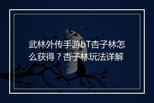 武林外传手游bT杏子林怎么获得?杏子林玩法详解