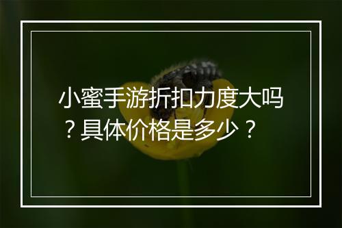 小蜜手游折扣力度大吗?具体价格是多少?