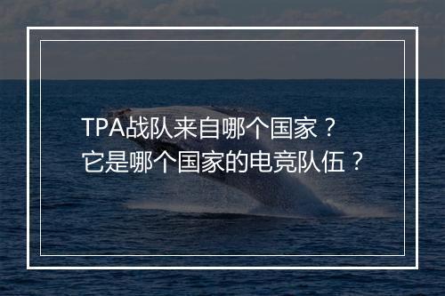 TPA战队来自哪个国家?它是哪个国家的电竞队伍?