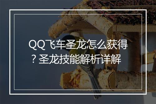 QQ飞车圣龙怎么获得？圣龙技能解析详解