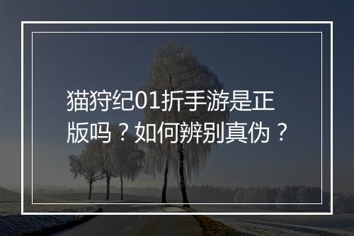 猫狩纪01折手游是正版吗?如何辨别真伪?