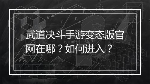 武道决斗手游变态版官网在哪?如何进入?