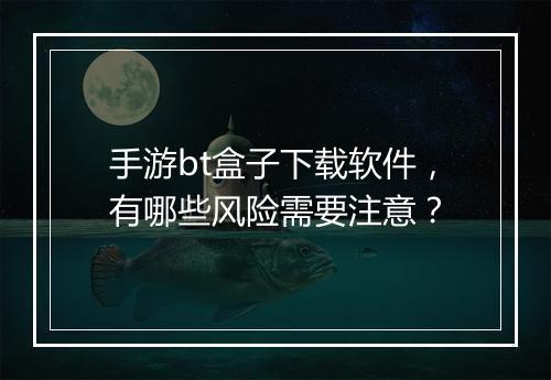 手游bt盒子下载软件,有哪些风险需要注意?