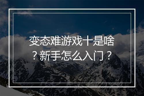 变态难游戏十是啥？新手怎么入门？