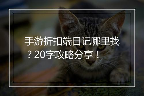 手游折扣端日记哪里找?20字攻略分享!