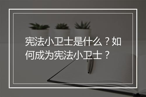 宪法小卫士是什么?如何成为宪法小卫士?