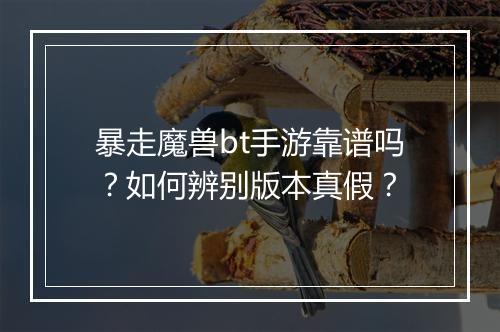 暴走魔兽bt手游靠谱吗?如何辨别版本真假?