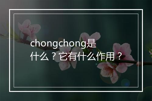 chongchong是什么?它有什么作用?
