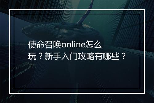 使命召唤online怎么玩?新手入门攻略有哪些?