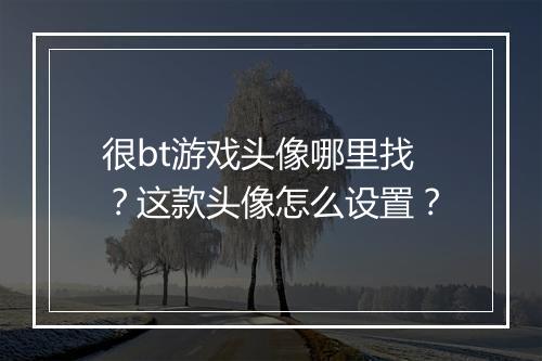很bt游戏头像哪里找？这款头像怎么设置？