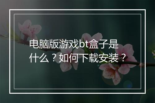 电脑版游戏bt盒子是什么?如何下载安装?