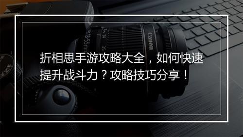 折相思手游攻略大全，如何快速提升战斗力？攻略技巧分享！