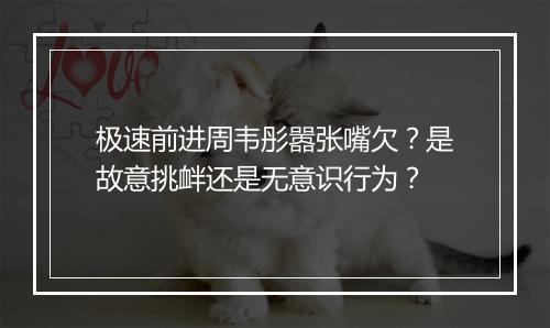 极速前进周韦彤嚣张嘴欠?是故意挑衅还是无意识行为?