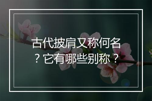 古代披肩又称何名?它有哪些别称?