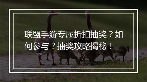 联盟手游专属折扣抽奖?如何参与?抽奖攻略揭秘!
